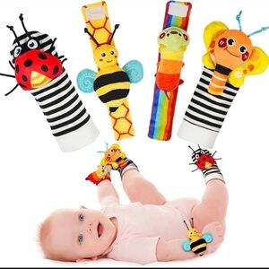 OPEN BOX Colorful Animal Wrist Rattles and Foot Finders Set